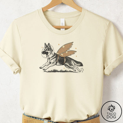 German Shepherd Vet Wings T-Shirt Natural Taco-Dog