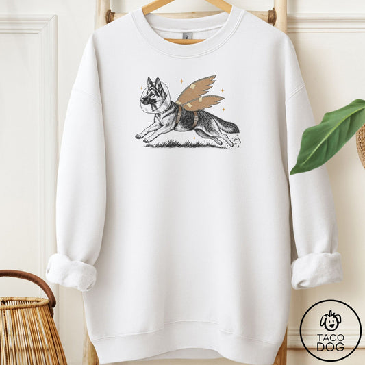 German Shepherd Vet Wings Sweatshirt White Taco-Dog