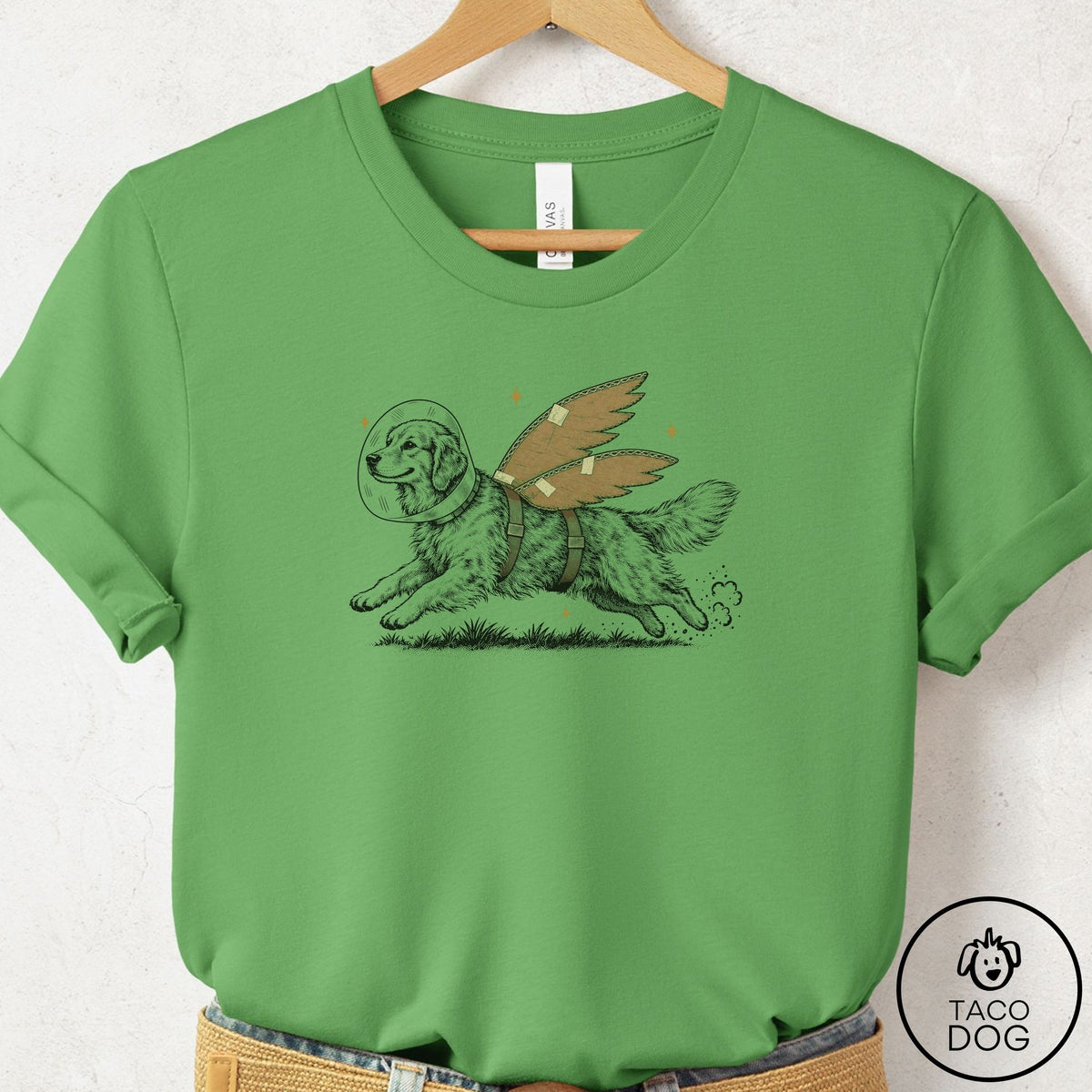 Golden Retriever Vet Wings T-Shirt Leaf Taco-Dog