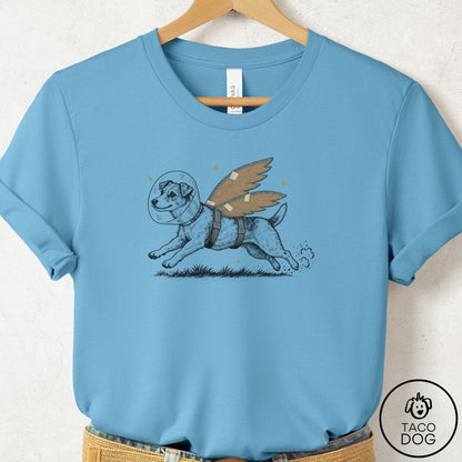 Jack Russell Vet Wings T-Shirt Ocean Blue Taco-Dog