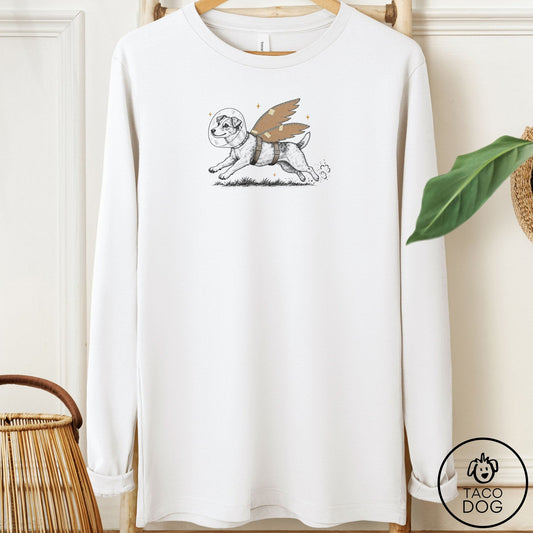 Jack Russell Vet Wings Long Sleeve Tee White Taco-Dog