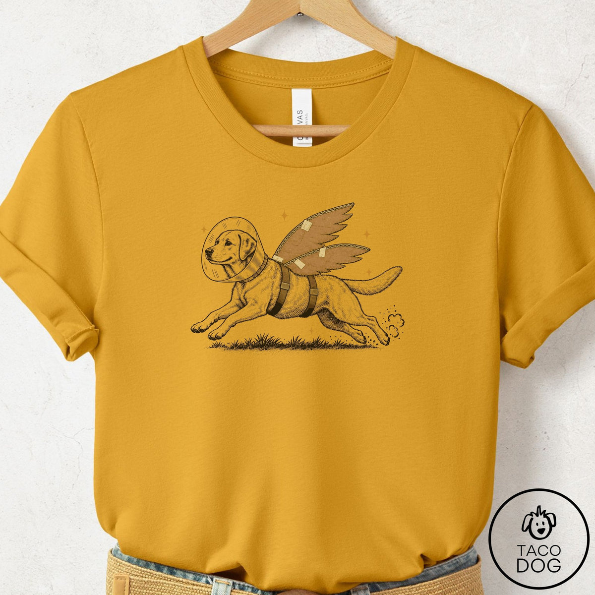 Labrador Retriever Vet Wings T-Shirt Mustard Taco-Dog