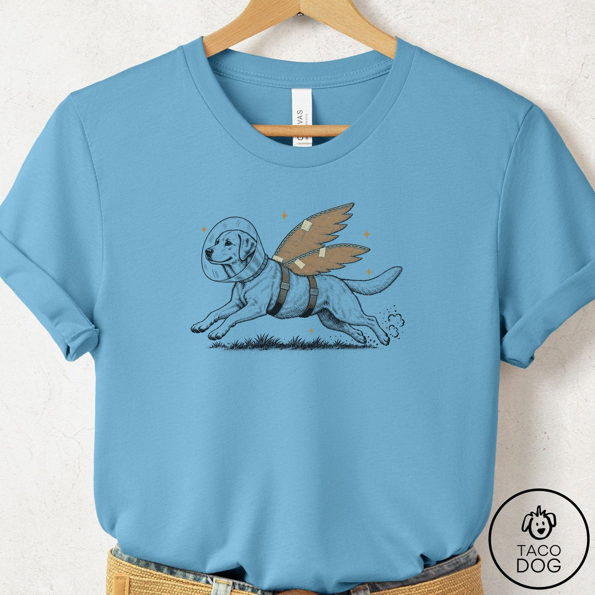 Labrador Retriever Vet Wings T-Shirt Ocean Blue Taco-Dog