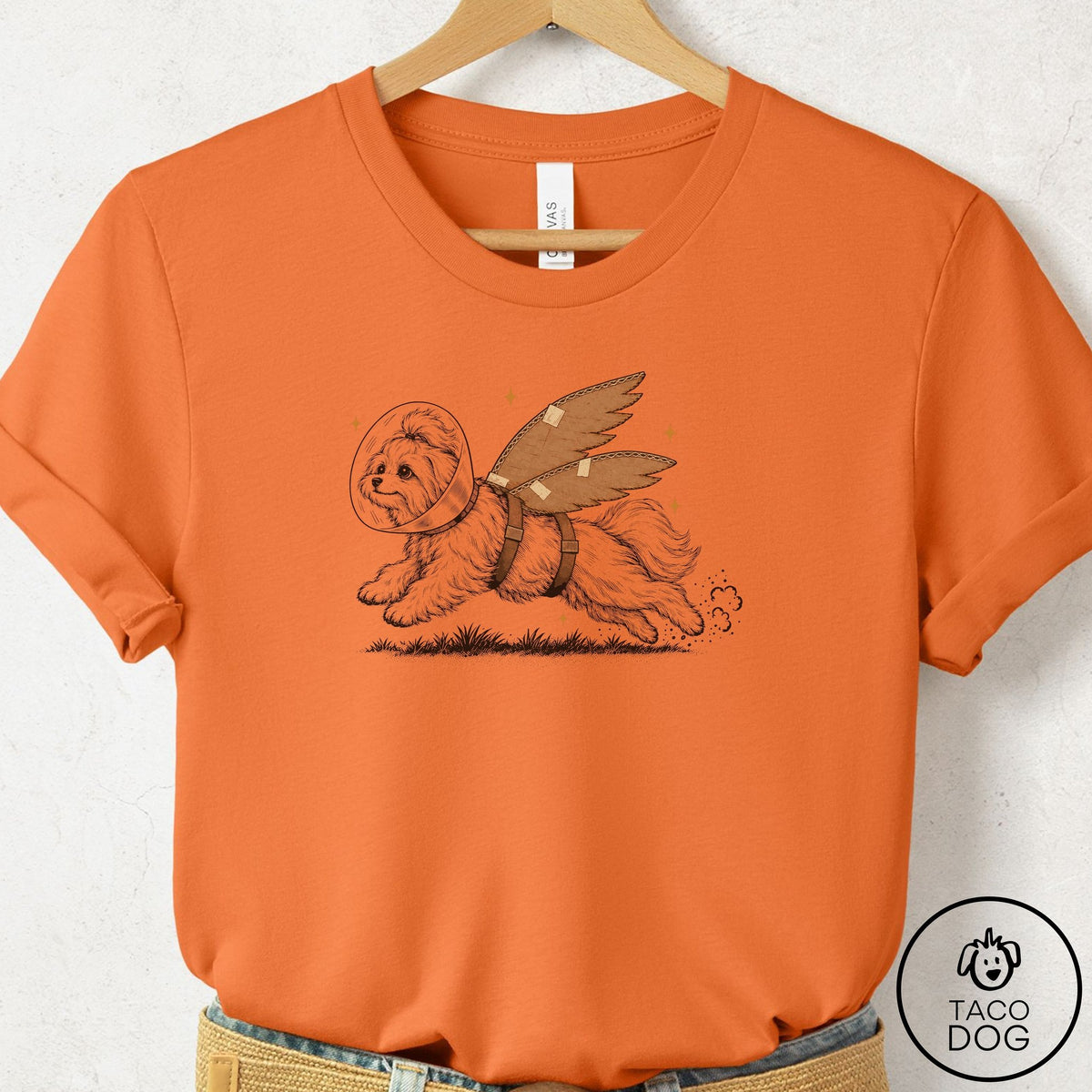Maltese Vet Wings T-Shirt Burnt Orange Taco-Dog