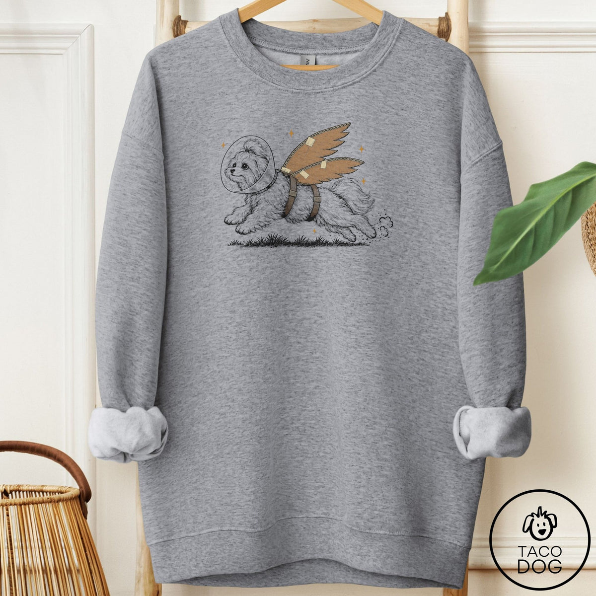 Maltese Vet Wings Sweatshirt Graphite Heather Taco-Dog