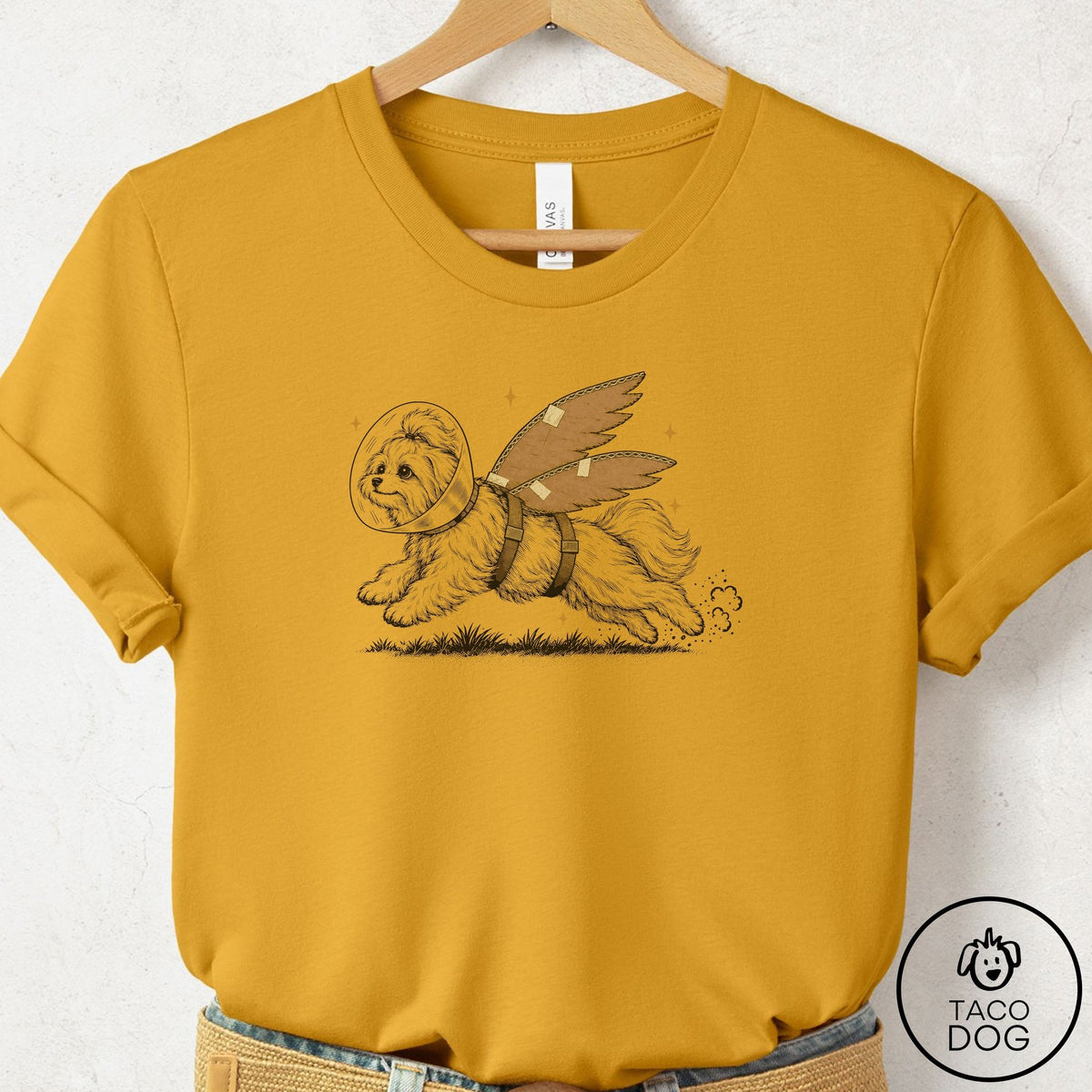 Maltese Vet Wings T-Shirt Mustard Taco-Dog