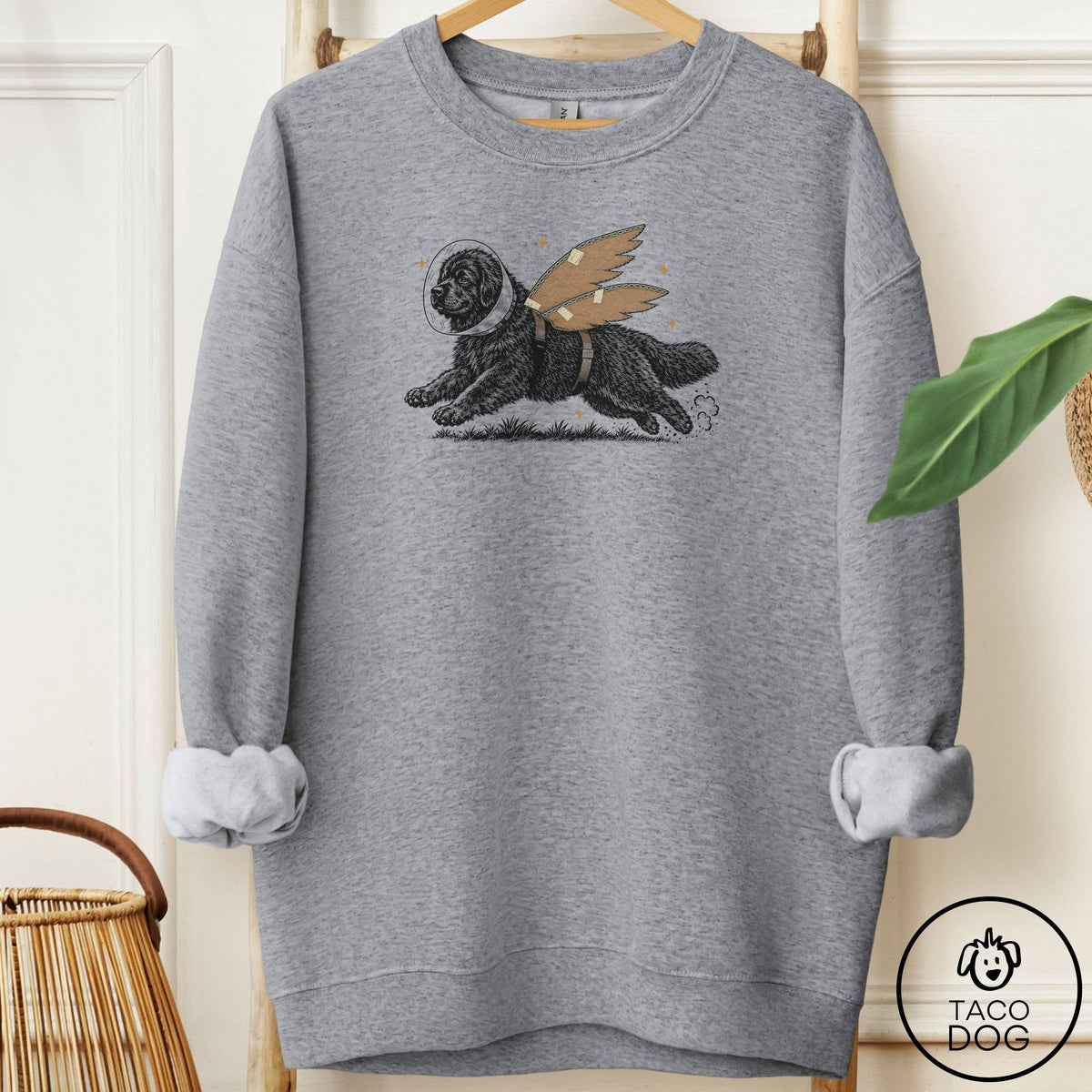 Newfoundland Vet Wings Sweatshirt Graphite Heather Taco-Dog
