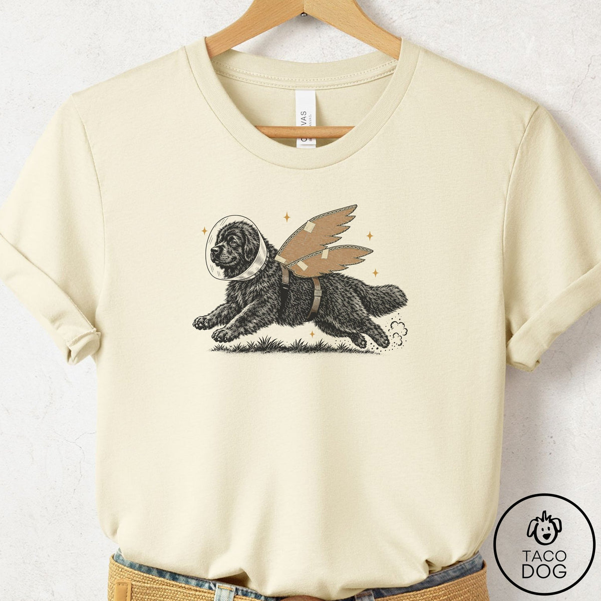 Newfoundland Vet Wings T-Shirt Natural Taco-Dog