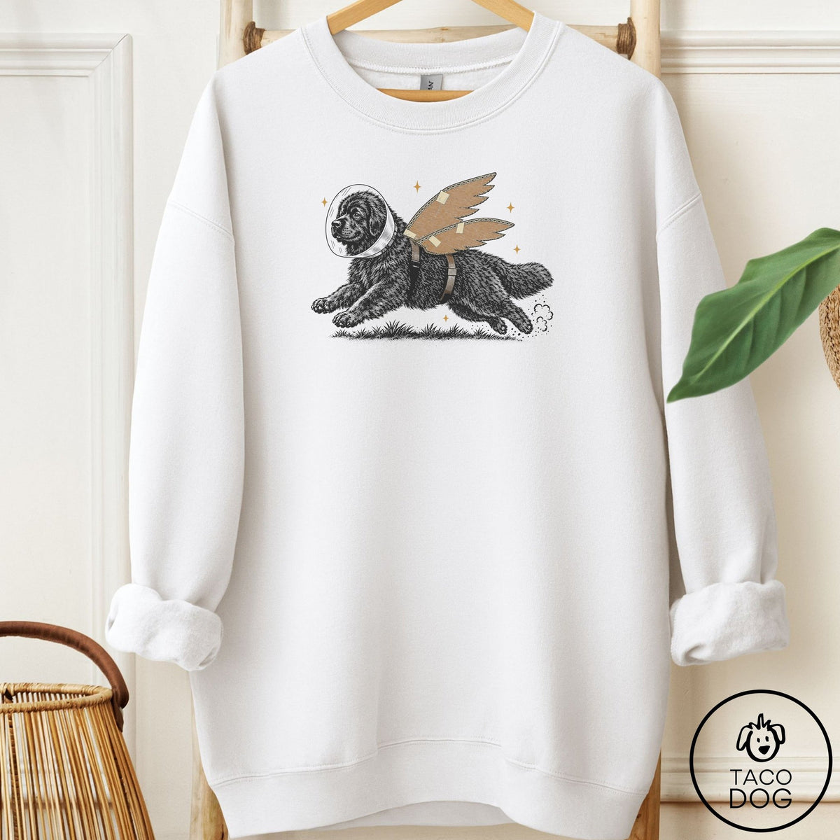 Newfoundland Vet Wings Sweatshirt White Taco-Dog