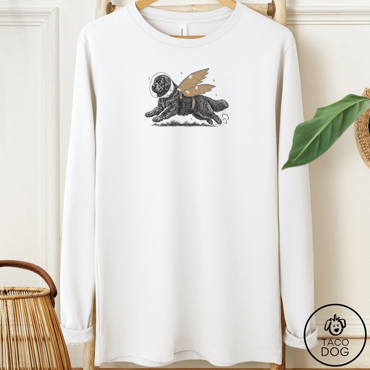 Newfoundland Vet Wings Long Sleeve Tee White Taco-Dog