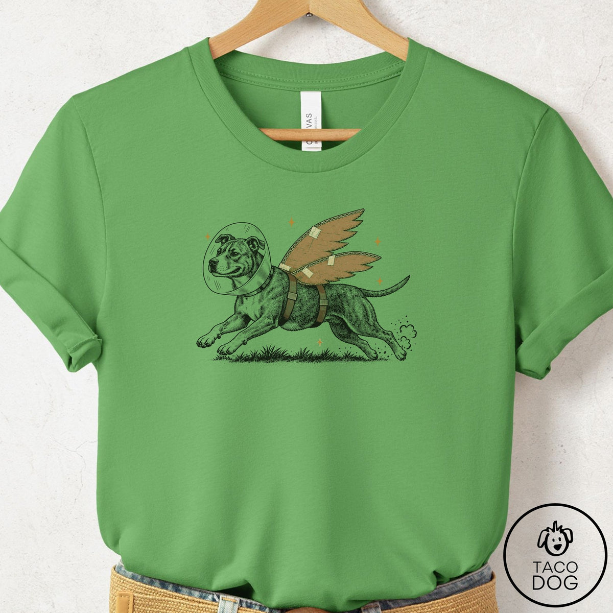 Pitbull Vet Wings T-Shirt Leaf Taco-Dog