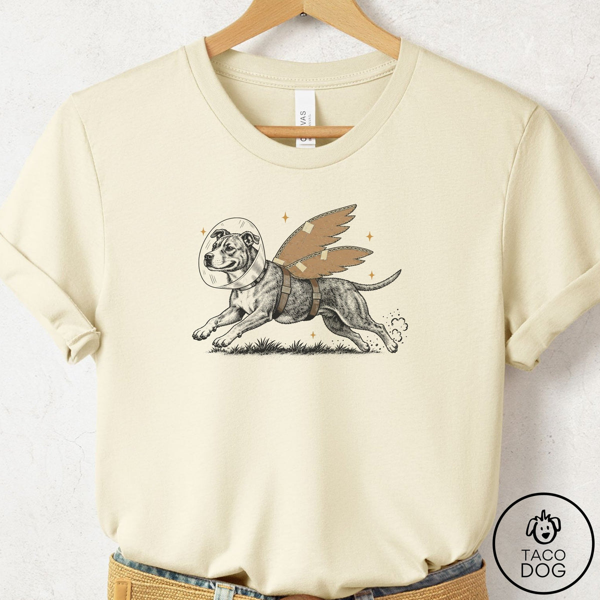 Pitbull Vet Wings T-Shirt Natural Taco-Dog