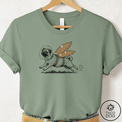 Pug Vet Wings T-Shirt Sage Taco-Dog