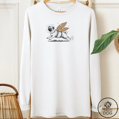 Pug Vet Wings Long Sleeve Tee White Taco-Dog
