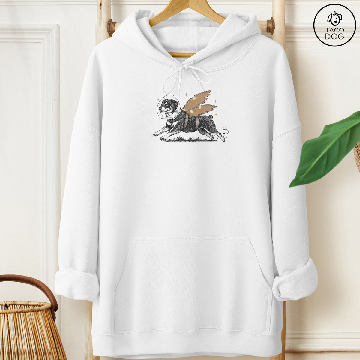 Rottweiler Vet Wings Hoodie White Taco-Dog