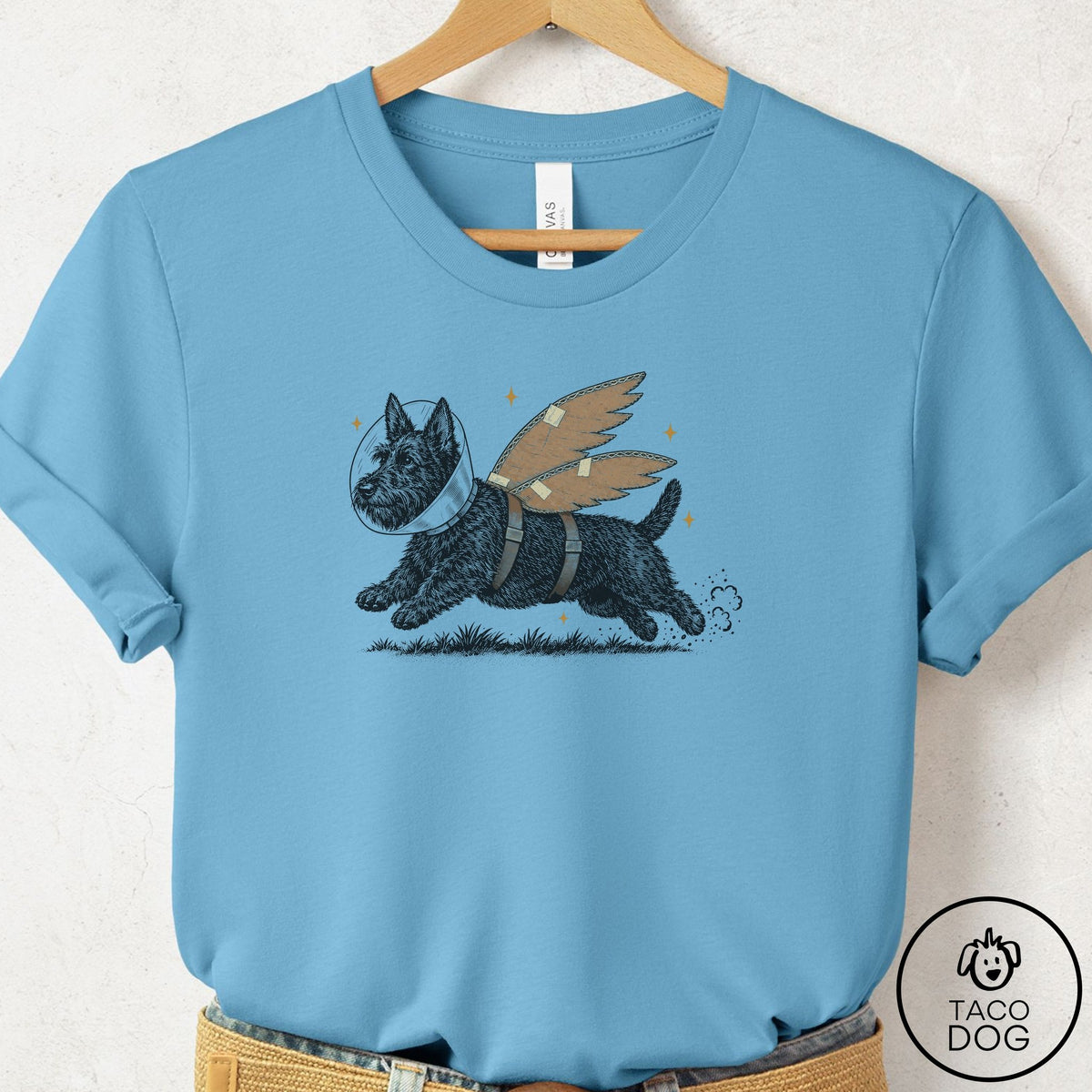 Scottie Vet Wings T-Shirt Ocean Blue Taco-Dog