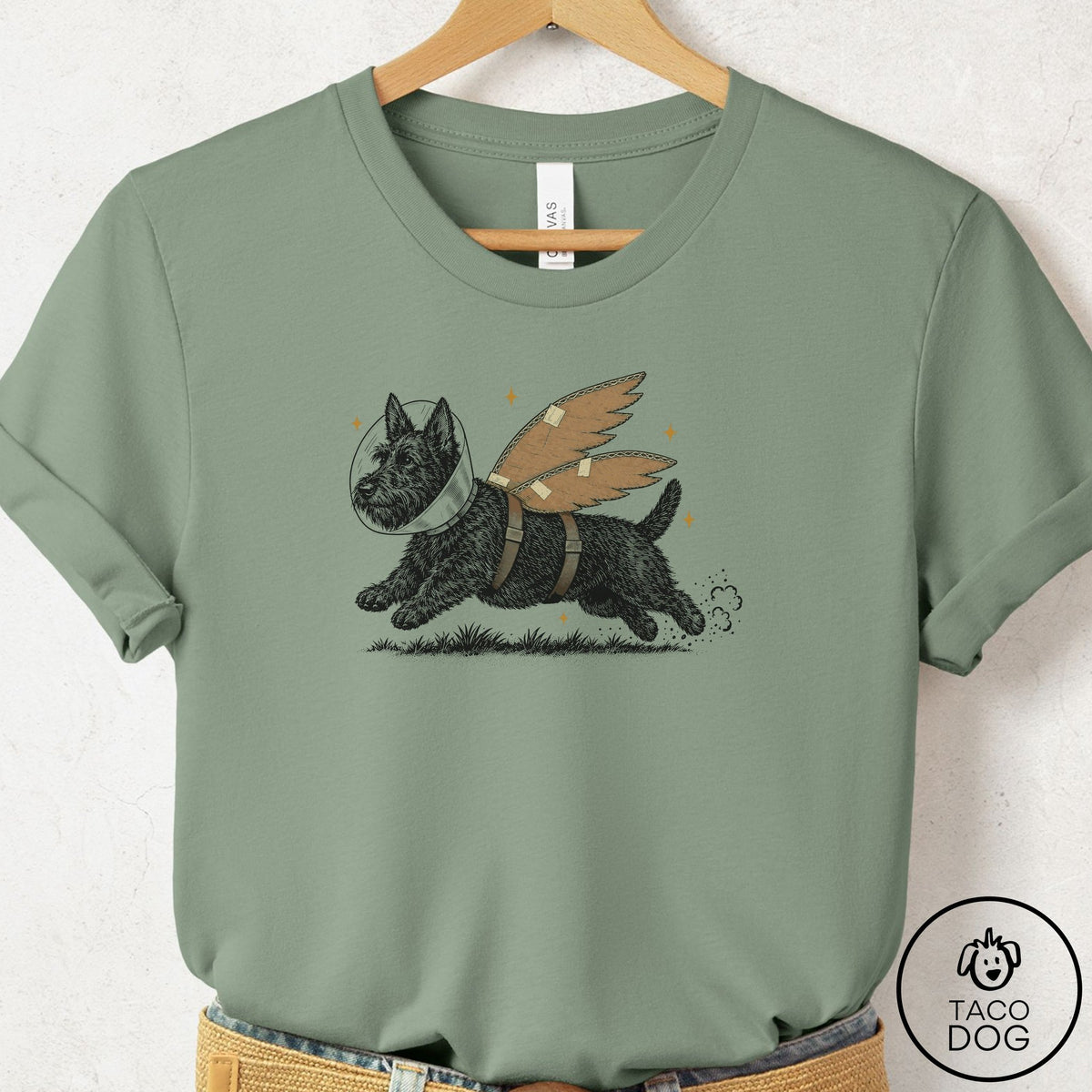 Scottie Vet Wings T-Shirt Sage Taco-Dog
