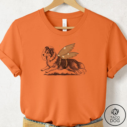 Shetland Sheepdog Vet Wings T-Shirt Burnt Orange Taco-Dog