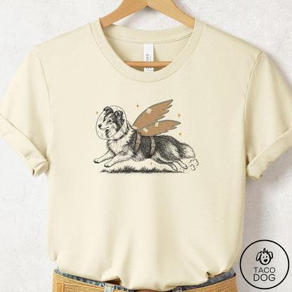 Shetland Sheepdog Vet Wings T-Shirt Natural Taco-Dog