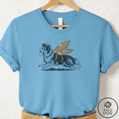 Shetland Sheepdog Vet Wings T-Shirt Ocean Blue Taco-Dog