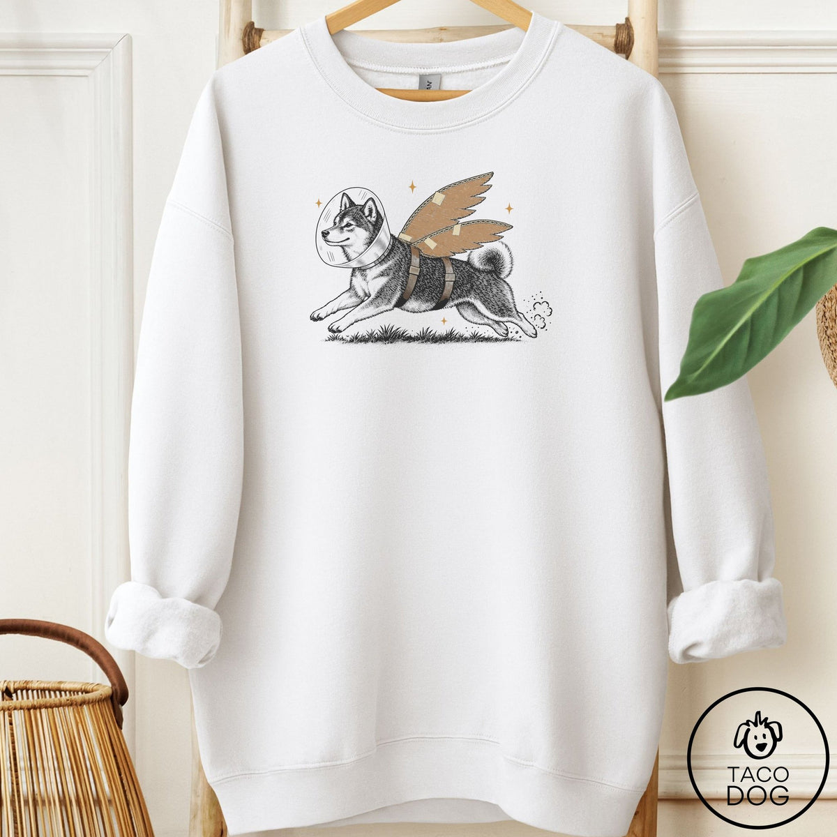 Shiba Inu Vet Wings Sweatshirt White Taco-Dog