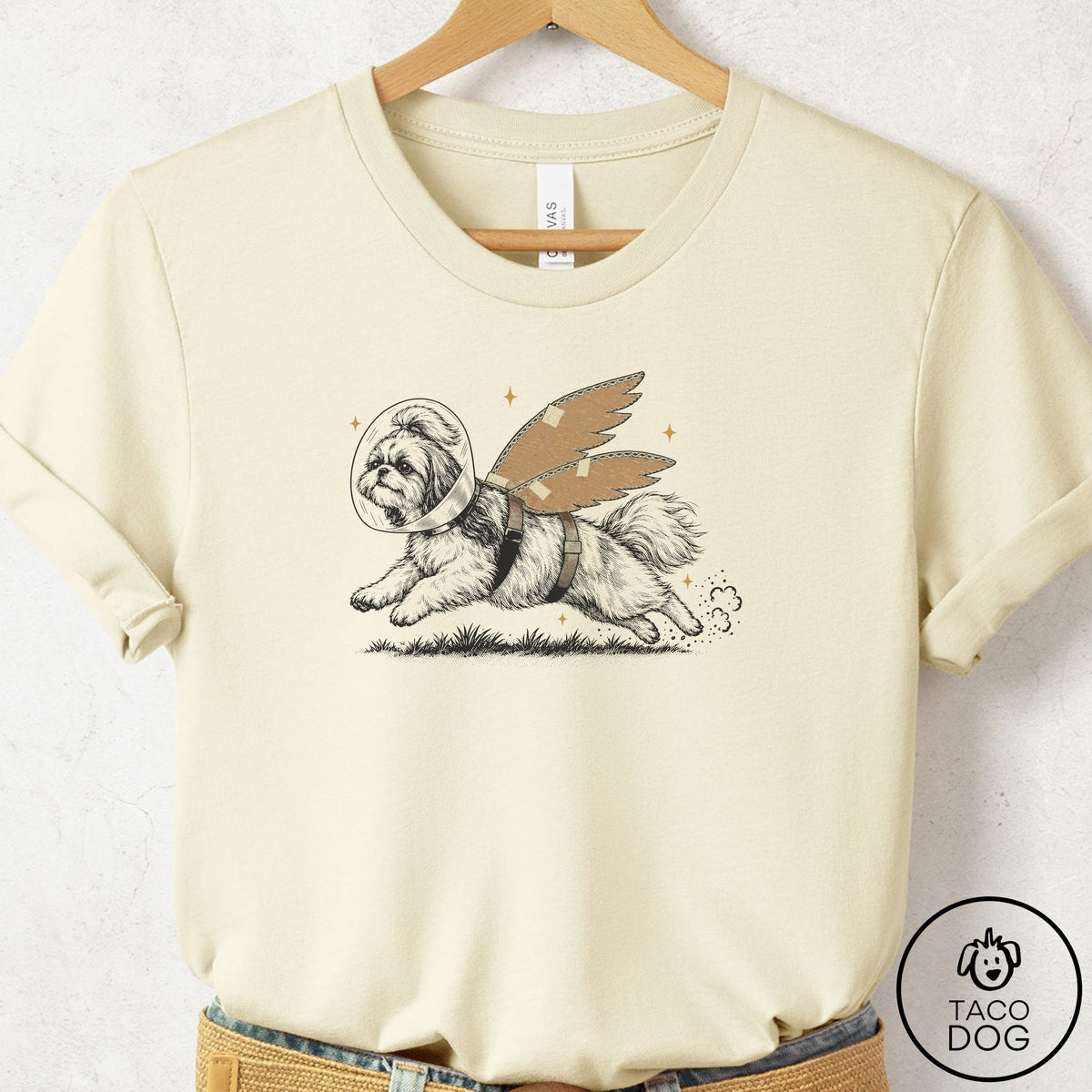 Shih Tzu Vet Wings T-Shirt Natural Taco-Dog
