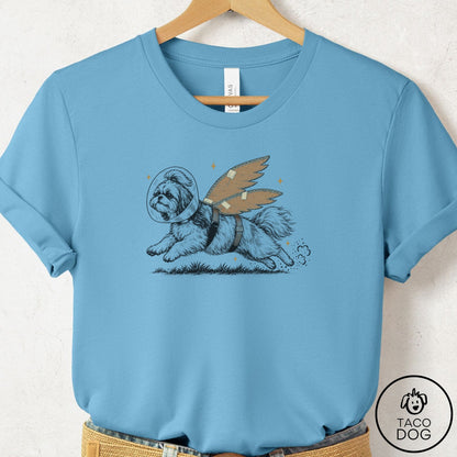 Shih Tzu Vet Wings T-Shirt Ocean Blue Taco-Dog