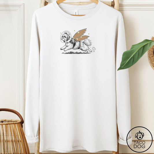 Shih Tzu Vet Wings Long Sleeve Tee White Taco-Dog
