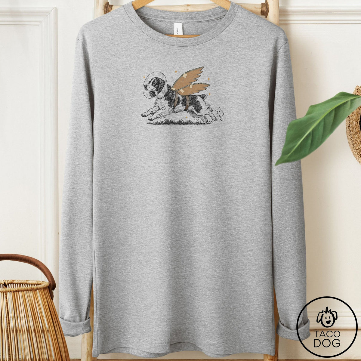 Springer Spaniel Vet Wings Long Sleeve Tee Athletic Heather Taco-Dog
