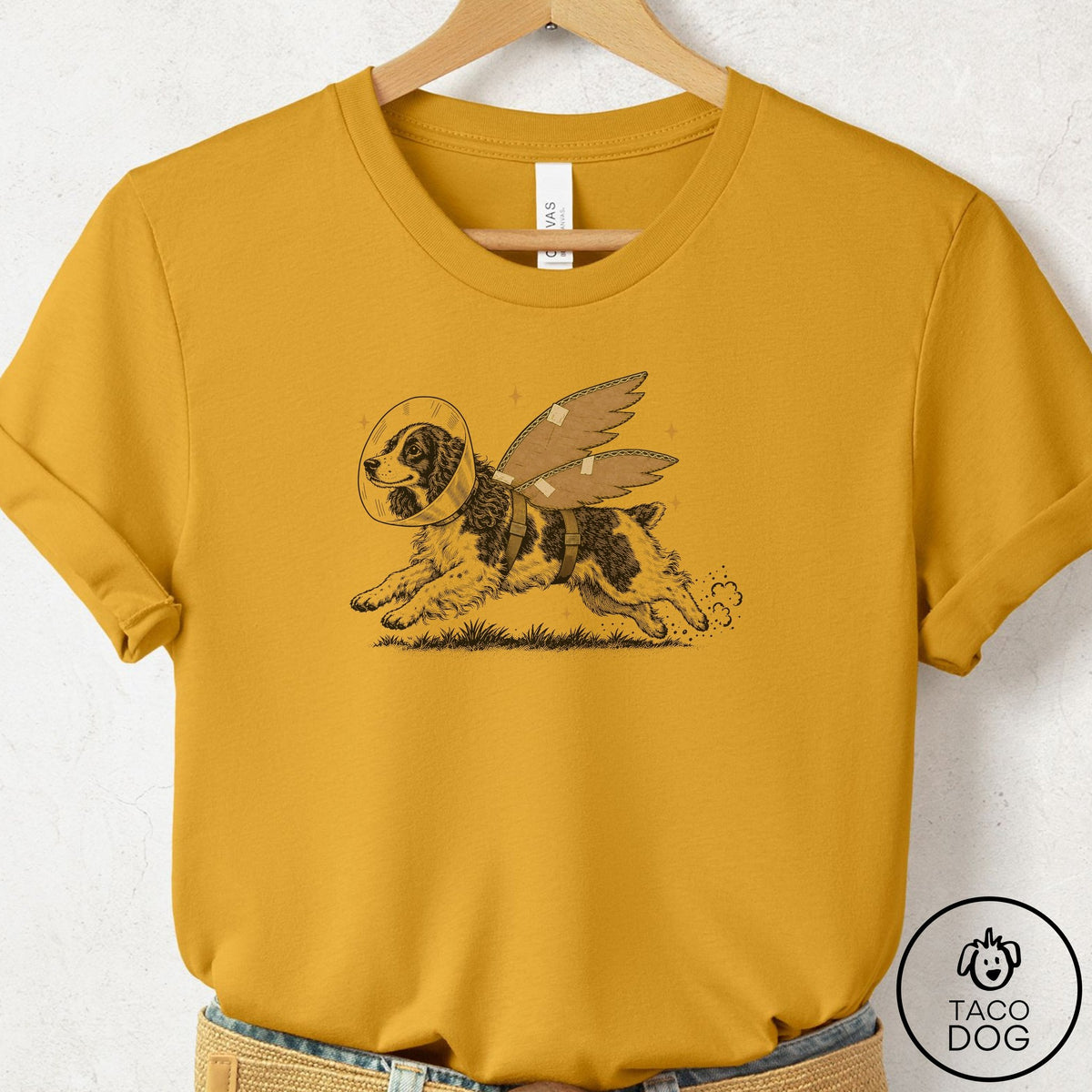 Springer Spaniel Vet Wings T-Shirt Mustard Taco-Dog