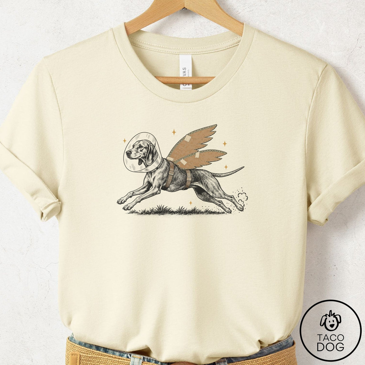 Vizsla Vet Wings T-Shirt Natural Taco-Dog