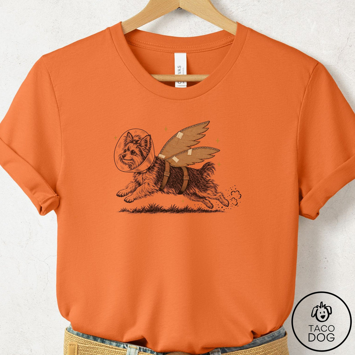 Yorkshire Terrier Yorkie Vet Wings T-Shirt Burnt Orange Taco-Dog