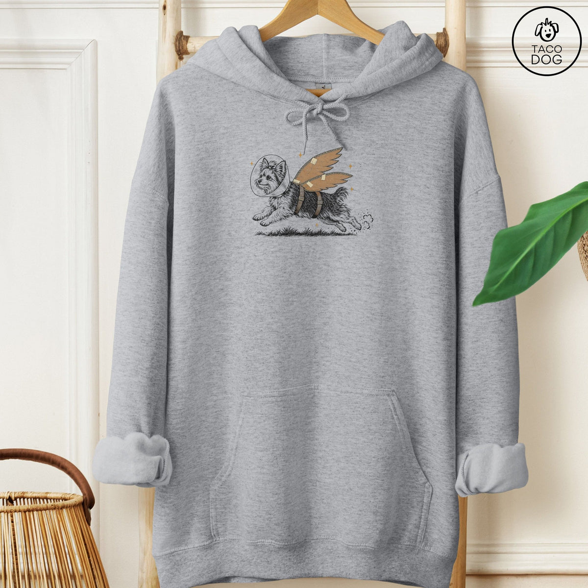 Yorkshire Terrier Yorkie Vet Wings Hoodie Graphite Heather Taco-Dog