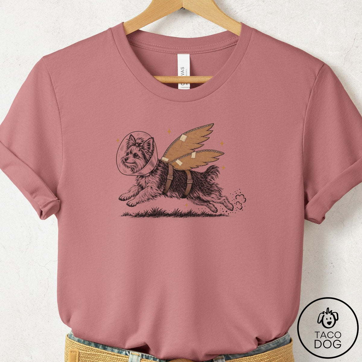 Yorkshire Terrier Yorkie Vet Wings T-Shirt Mauve Taco-Dog