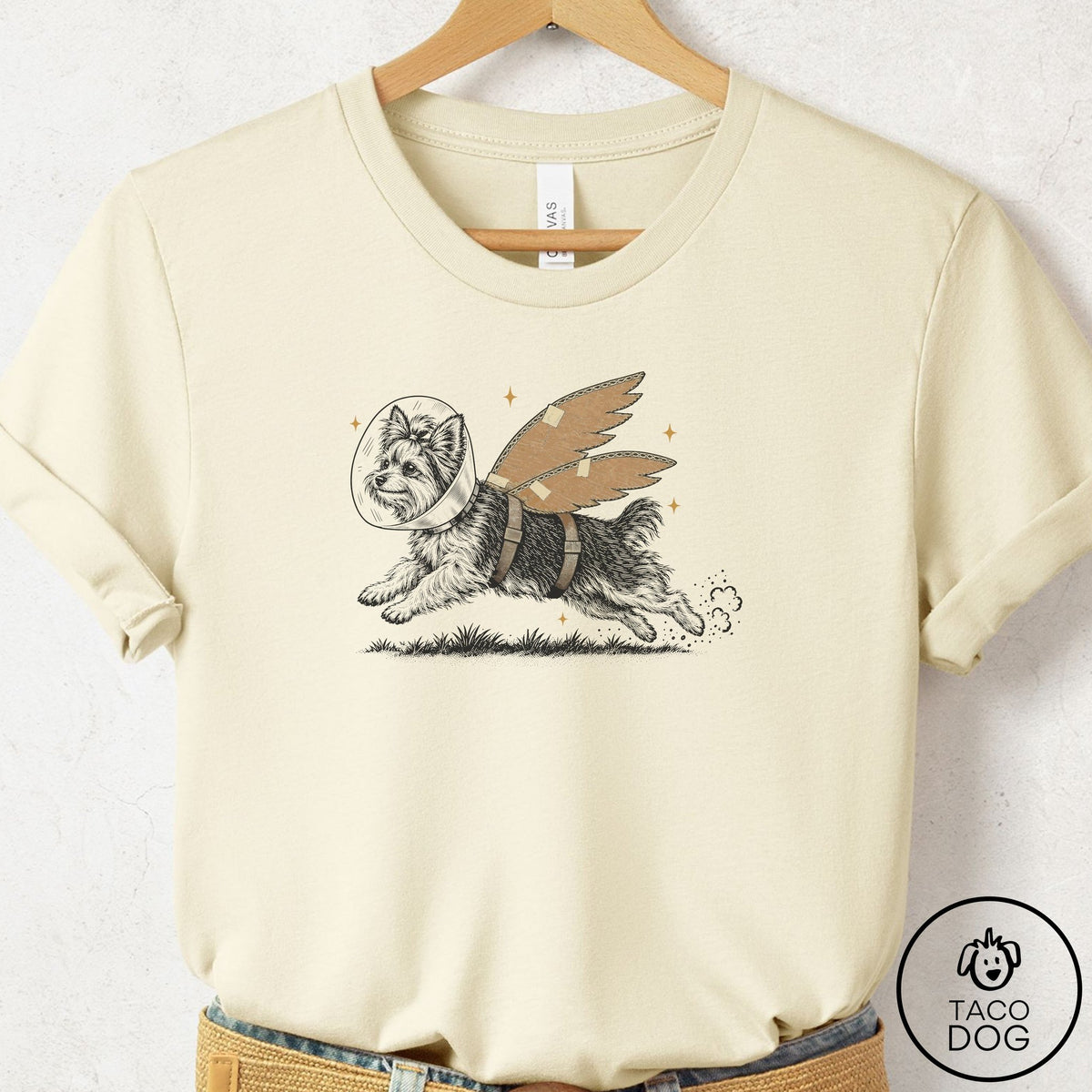Yorkshire Terrier Yorkie Vet Wings T-Shirt Natural Taco-Dog