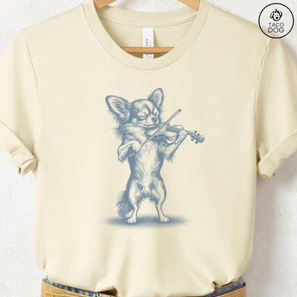 Chihuahua Violin T-Shirt Natural S Taco-Dog