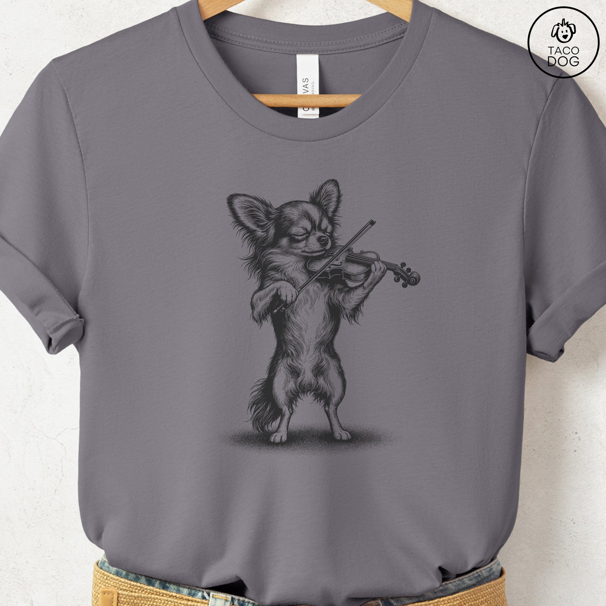 Chihuahua Violin T-Shirt Storm S Taco-Dog
