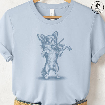 Chihuahua Violin T-Shirt Light Blue S Taco-Dog
