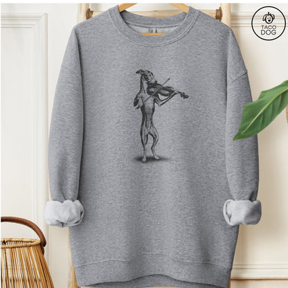 Italian Greyhound Whippet Violin Sweatshirt Graphite Heather Taco-Dog