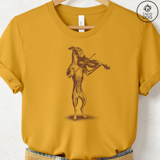 Italian Greyhound Whippet Violin T-Shirt Mustard Taco-Dog