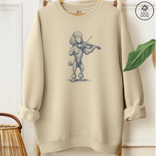 Poodle Violin Sweatshirt Sand M Taco-Dog