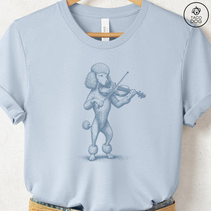 Poodle Violin T-Shirt Light Blue S Taco-Dog