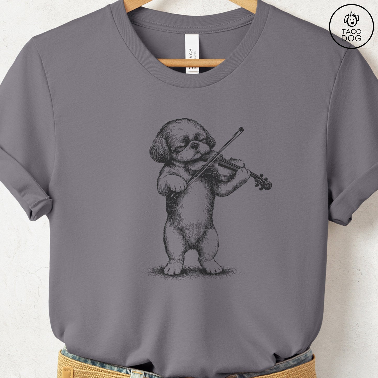 Shih Tzu Violin T-Shirt Storm S Taco-Dog