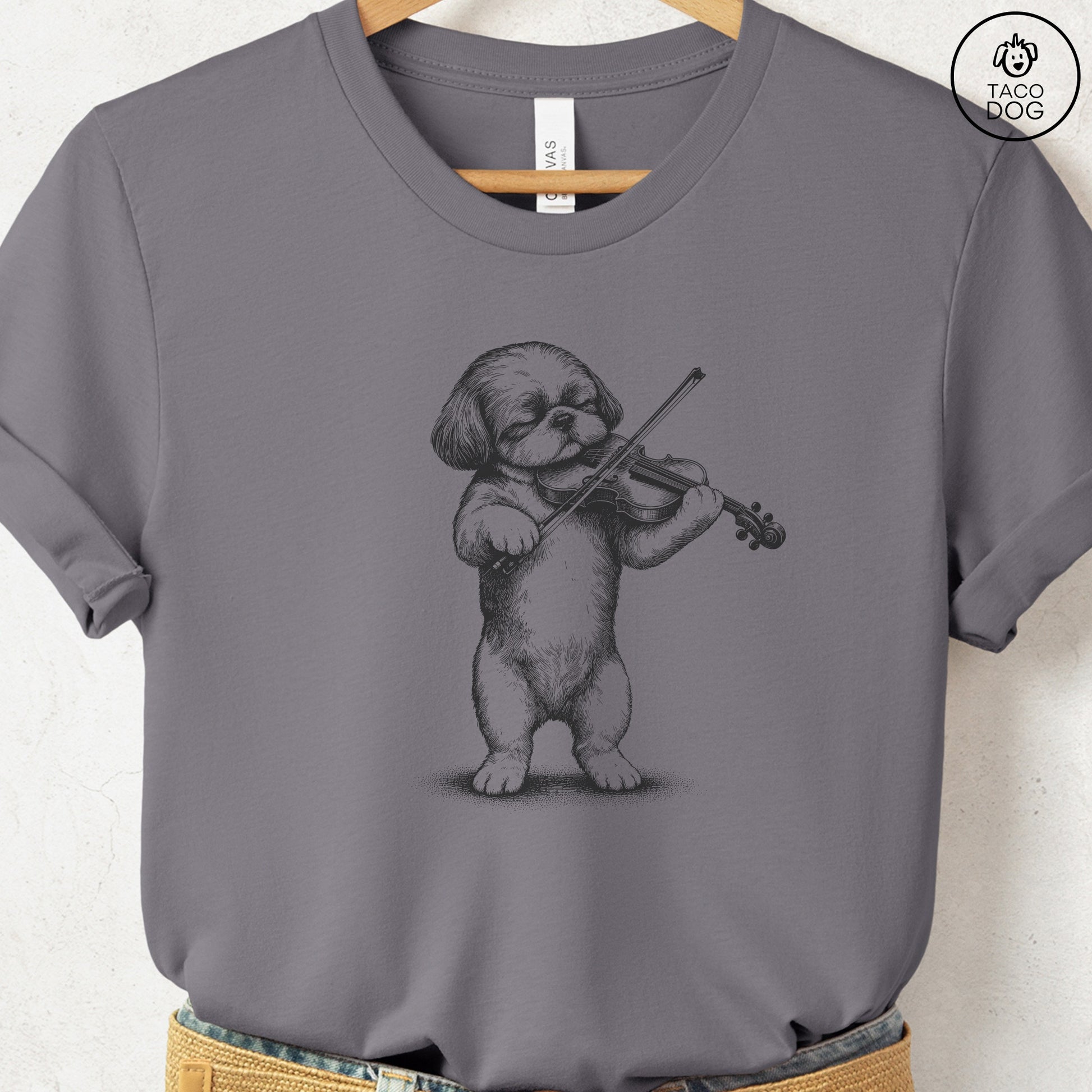 Shih Tzu Violin T-Shirt Storm S Taco-Dog