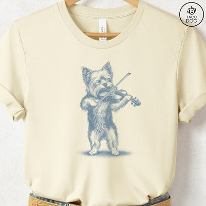 Yorkshire Terrier Yorkie Violin T-Shirt Natural S Taco-Dog