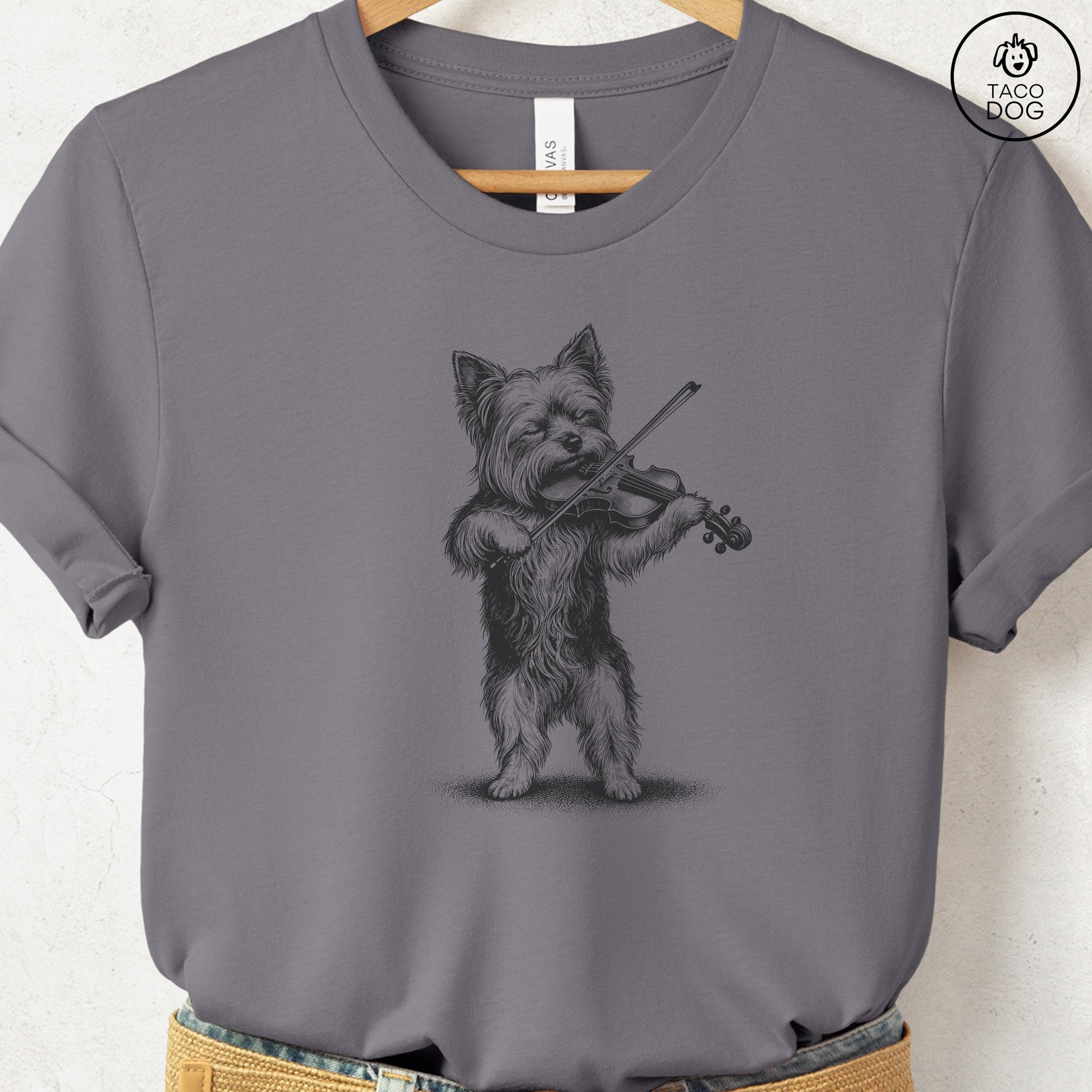 Yorkshire Terrier Yorkie Violin T-Shirt Storm S Taco-Dog
