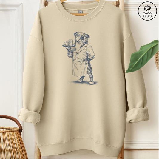 English Bulldog Waiter Sweatshirt Sand Taco-Dog