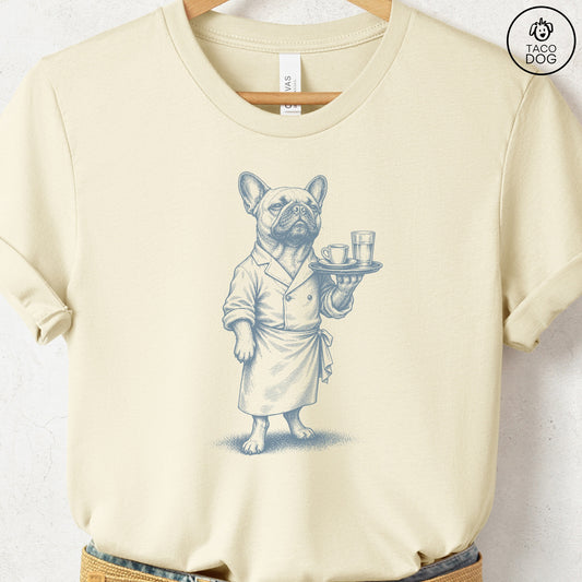 French Bulldog Frenchie Waiter T-Shirt Natural Taco-Dog
