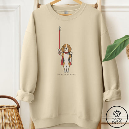 Beagle We Walk At Dawn Sweatshirt Sand Taco-Dog