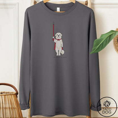 Great Pyrenees We Walk At Dawn Long Sleeve Tee Asphalt Taco-Dog